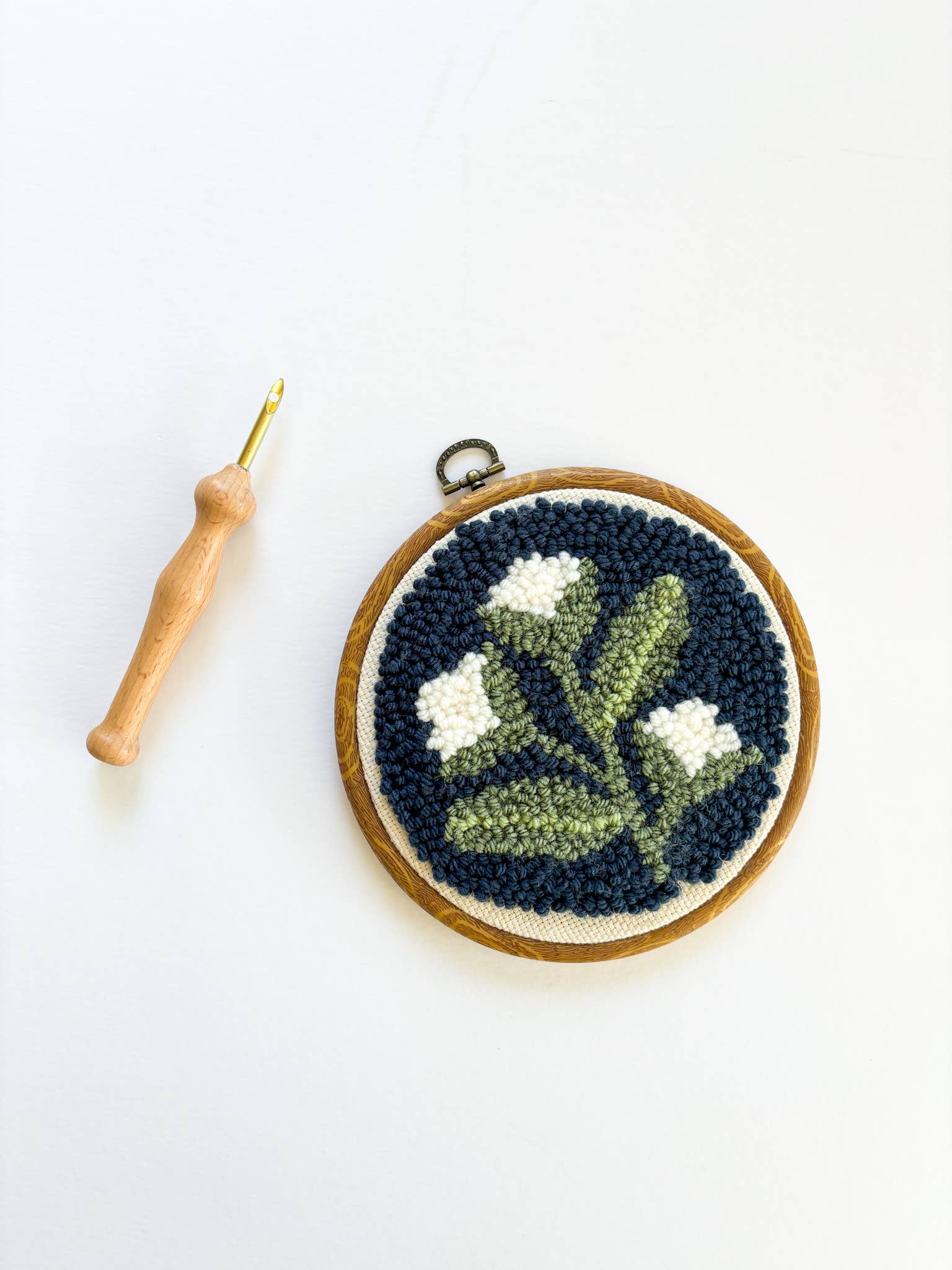 Blue Floral Punch Needle Kit - homesewn