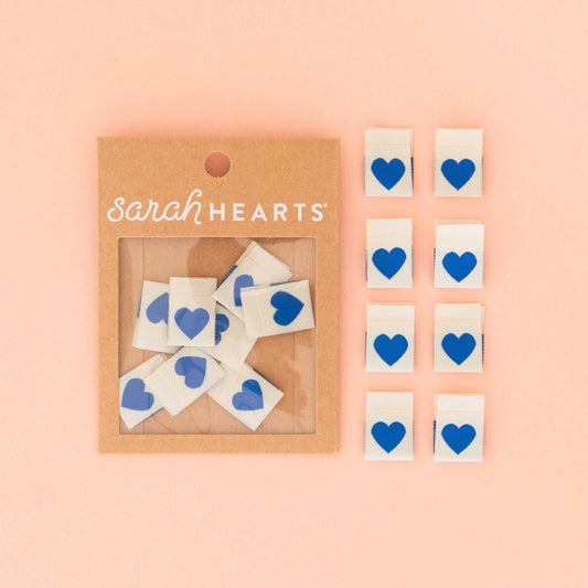 Blue Heart Woven Labels   - Sewing Woven Clothing Label Tags - homesewn