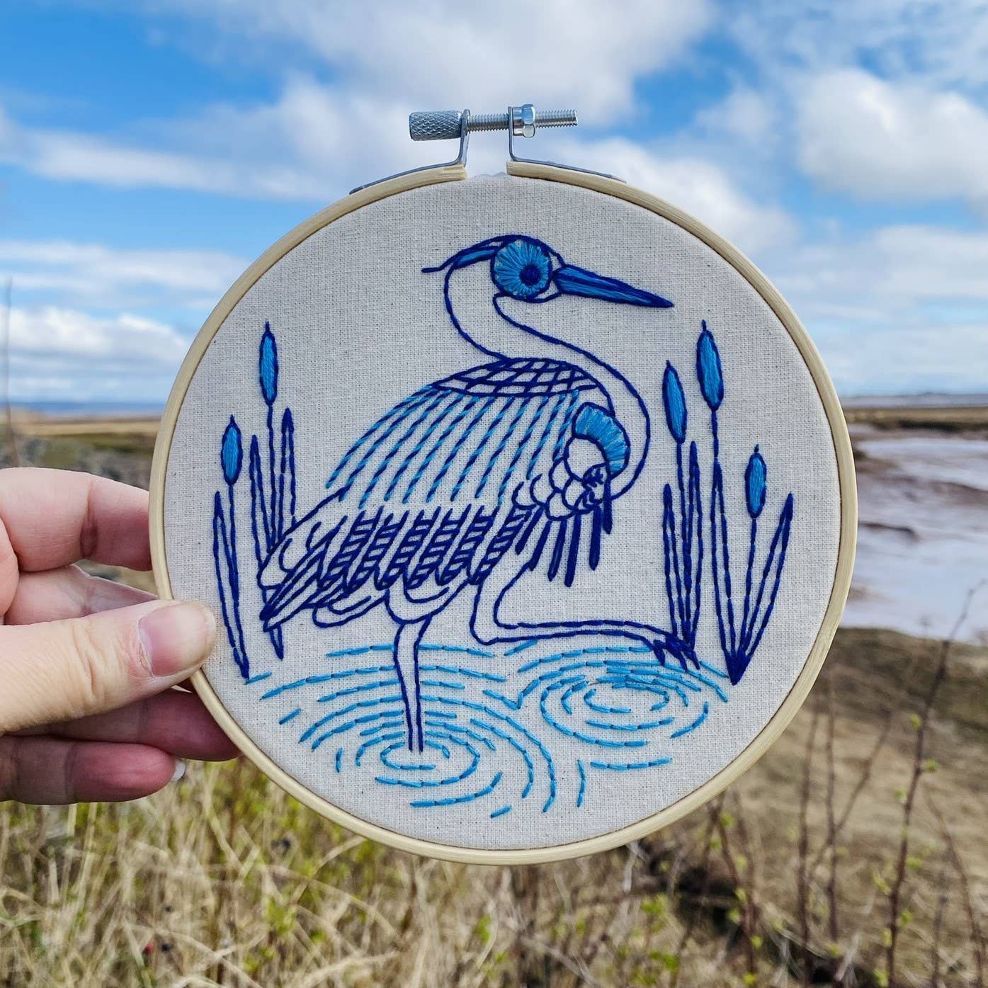 Blue Heron Complete Embroidery Kit - homesewn