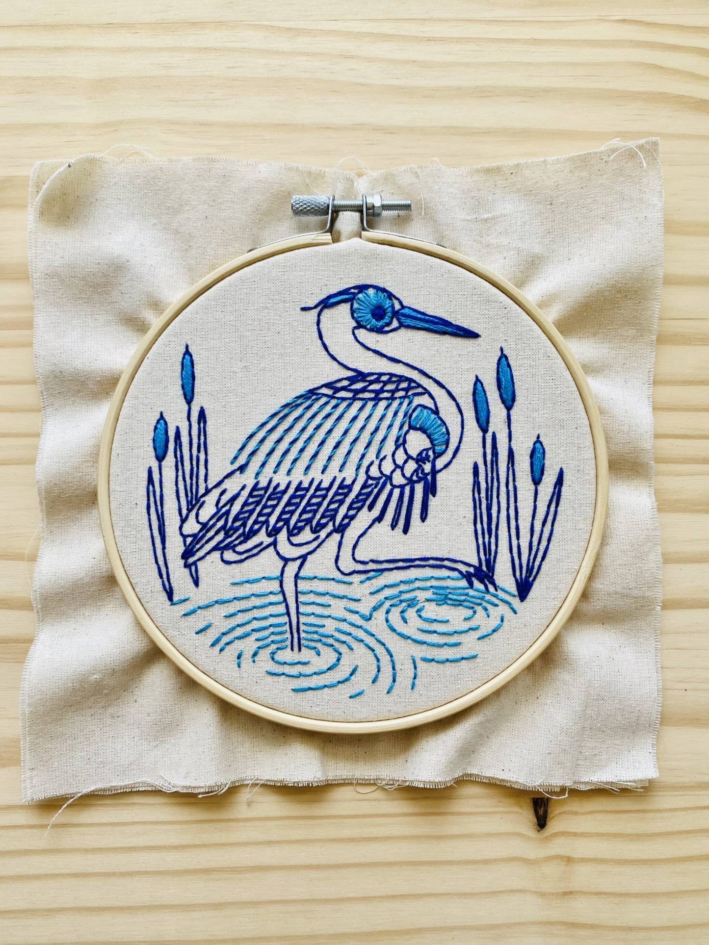 Blue Heron Complete Embroidery Kit - homesewn