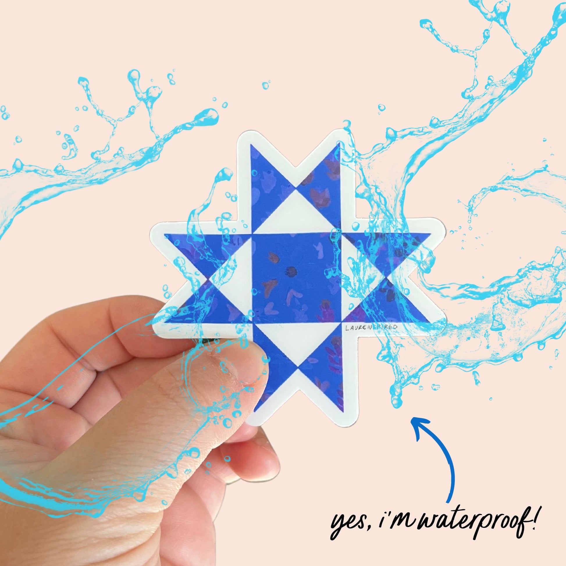 Blue Ohio Star Quilt Block Vinyl Stickers, Sewing Stickers - homesewn