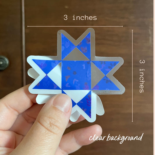 Blue Ohio Star Quilt Block Vinyl Stickers, Sewing Stickers - homesewn