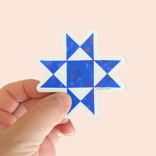Blue Ohio Star Quilt Block Vinyl Stickers, Sewing Stickers - homesewn
