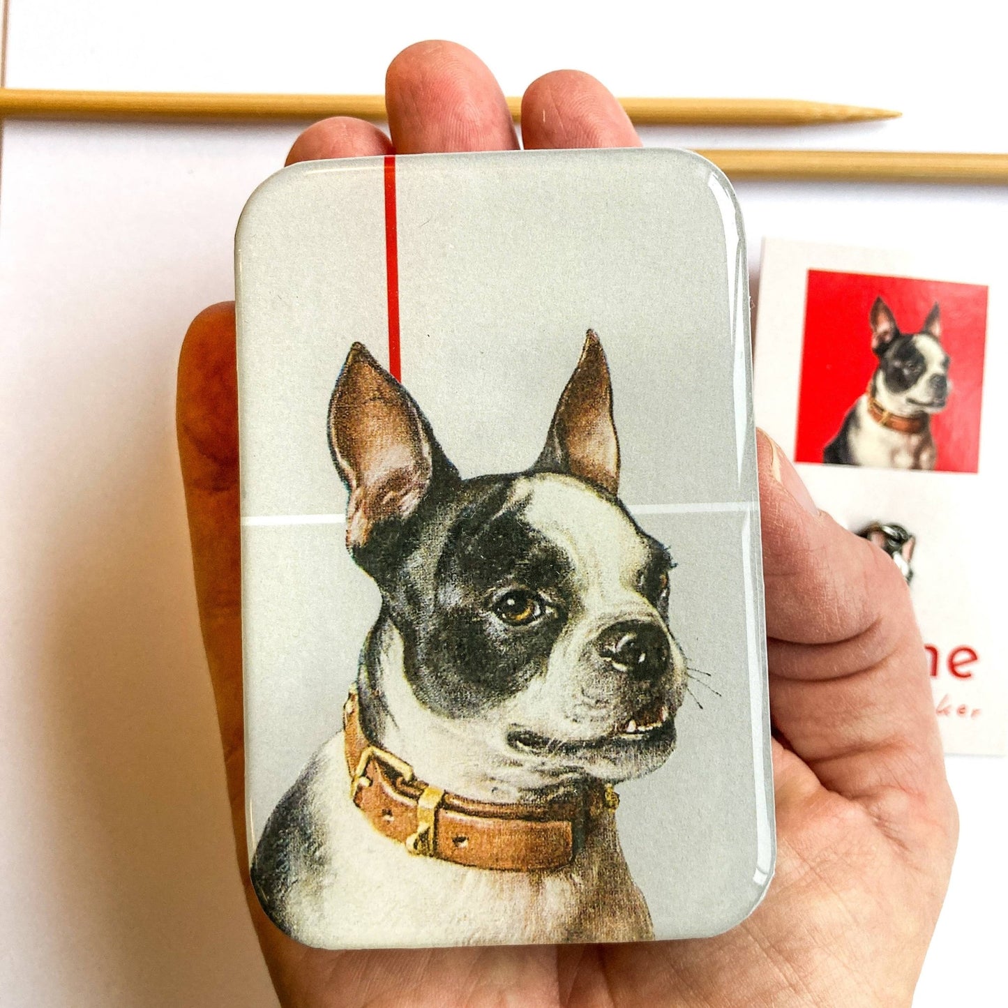 Boston Terrier notions tin - homesewn