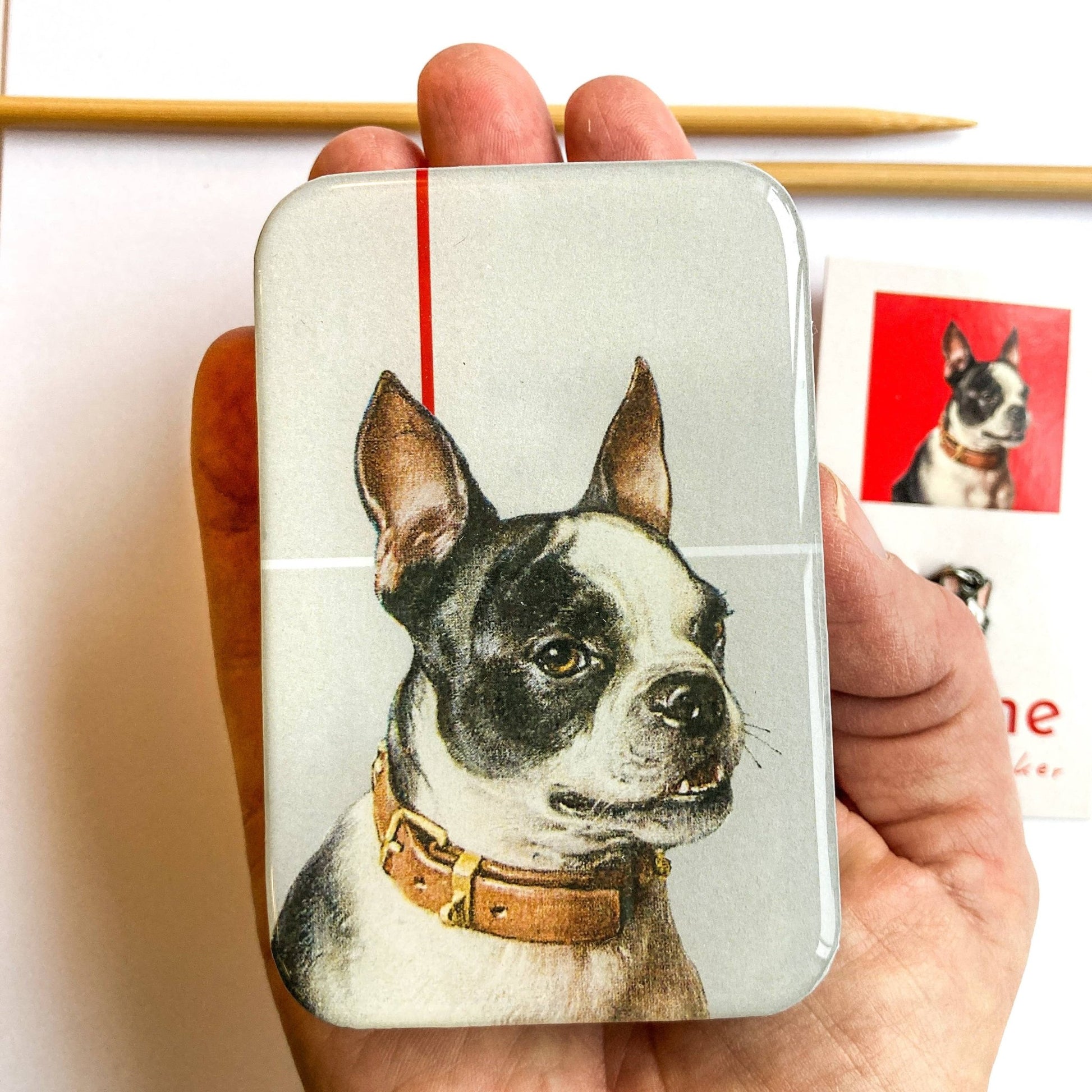 Boston Terrier notions tin - homesewn