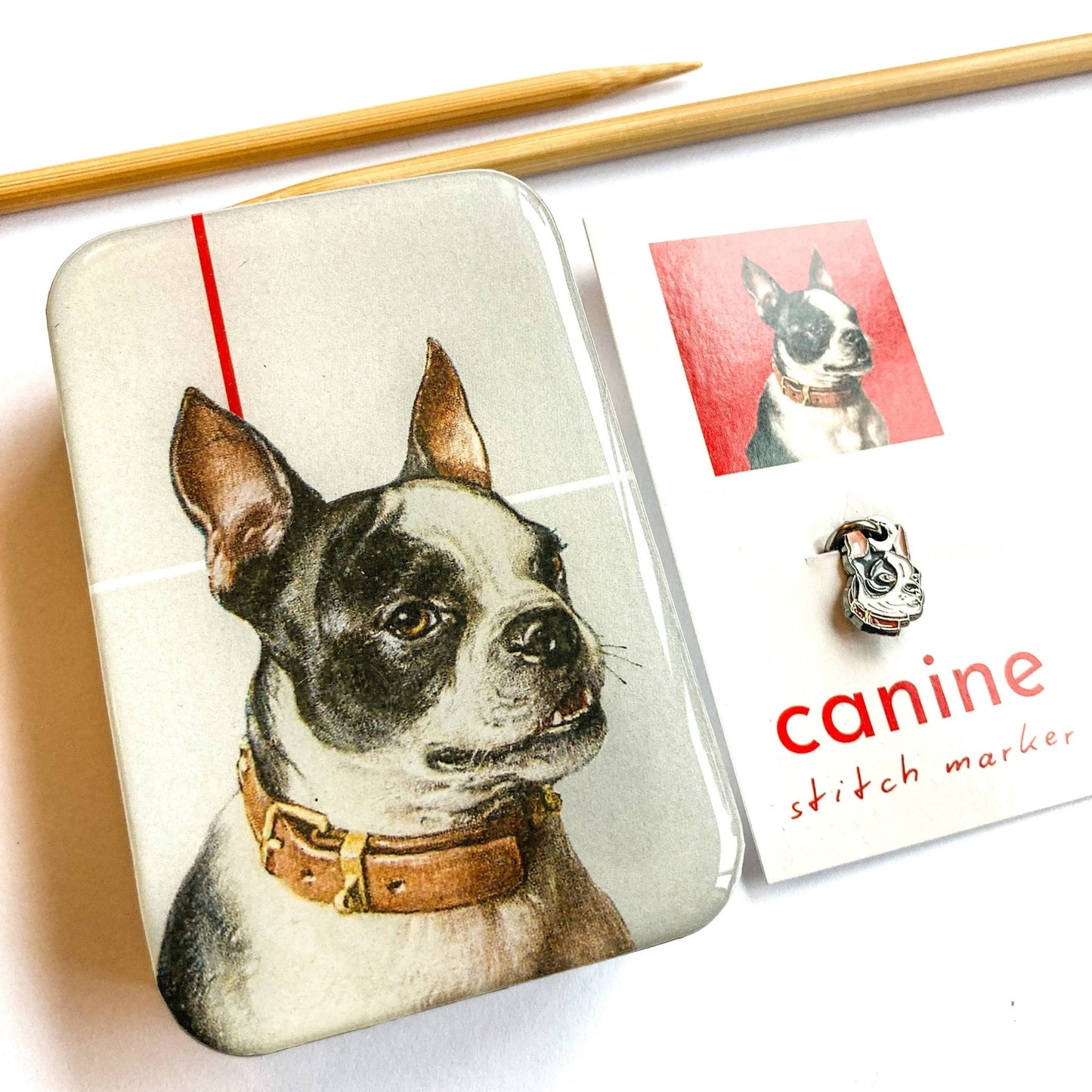 Boston Terrier notions tin - homesewn