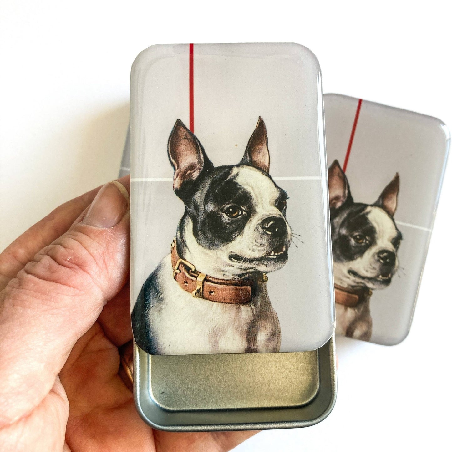 Boston Terrier notions tin - homesewn