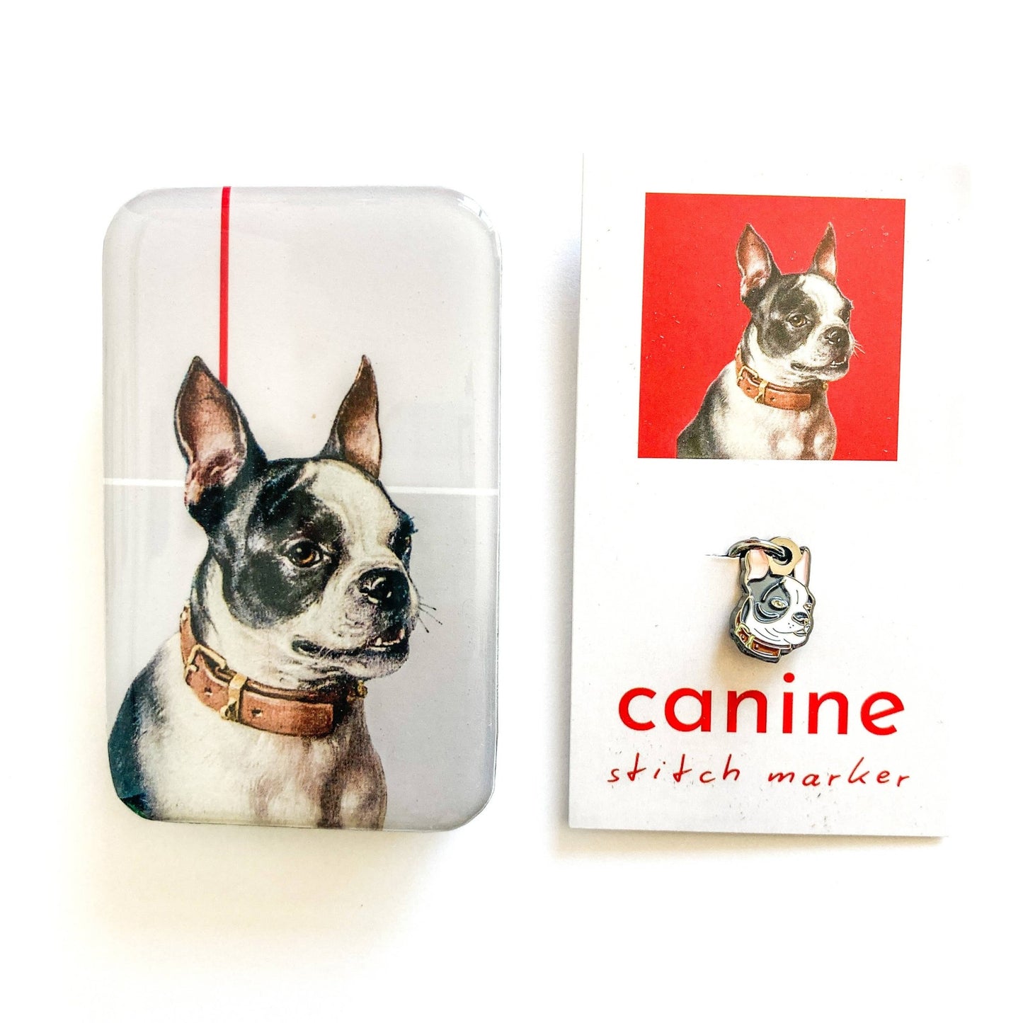 Boston Terrier notions tin - homesewn