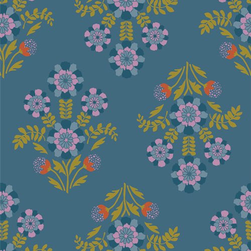 Bramblebloom Blue - QUILTING COTTON/POPLIN - homesewn