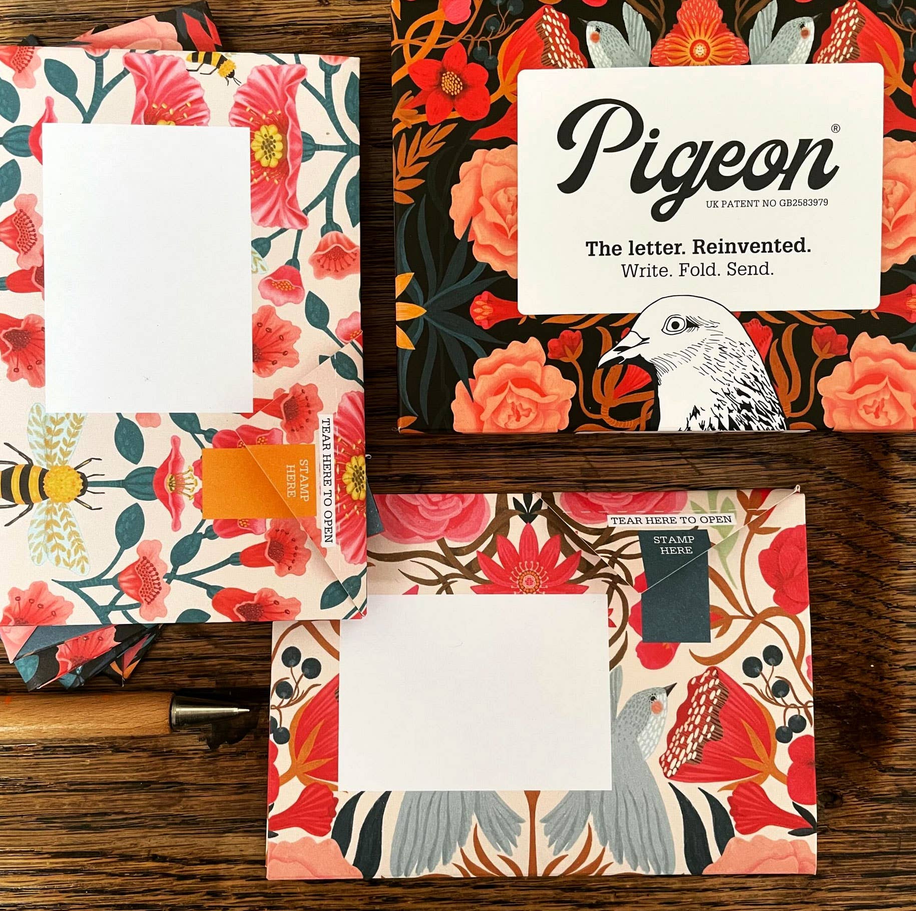 Bright & Beautiful Pigeon, Folding Letters, Pack of 6 - homesewn