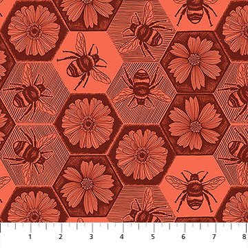 Busy - Coral - Indelible Ink - QUILTING COTTON/POPLIN - homesewn