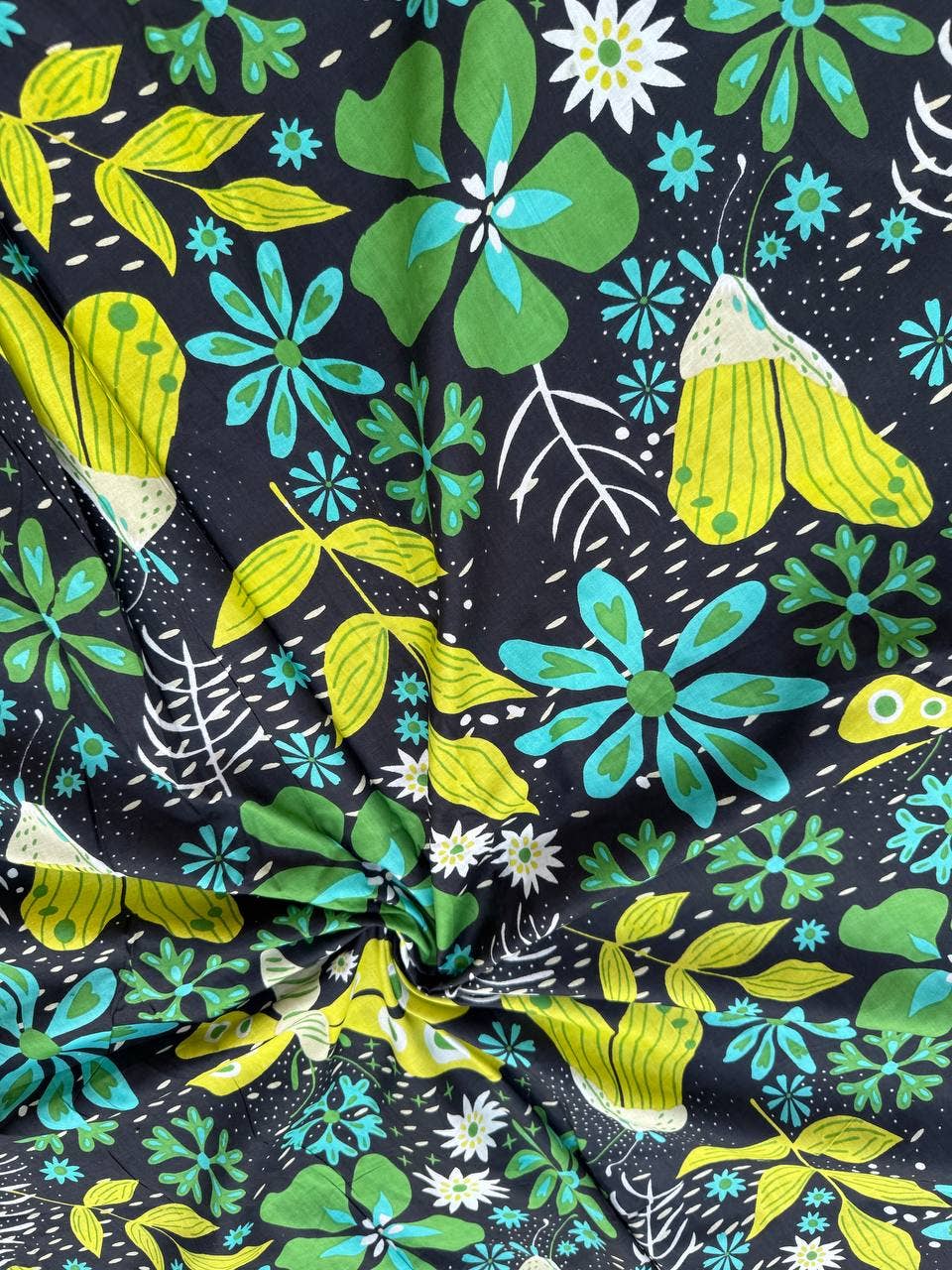 Butterfly Beautiful Floral Design Cotton Print Dress Fabric - homesewn