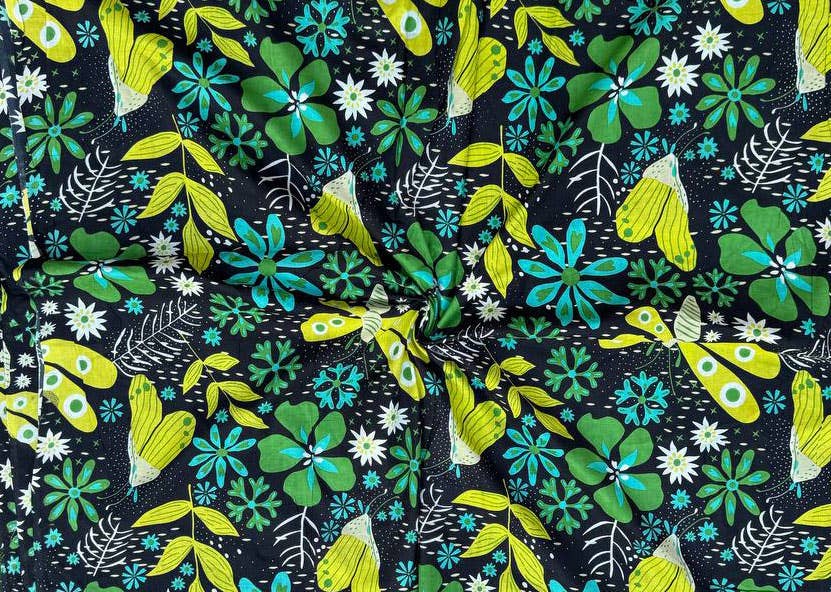 Butterfly Beautiful Floral Design Cotton Print Dress Fabric - homesewn