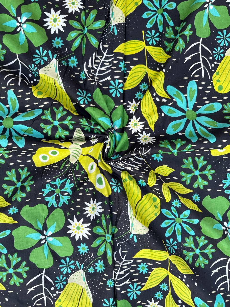 Butterfly Beautiful Floral Design Cotton Print Dress Fabric - homesewn