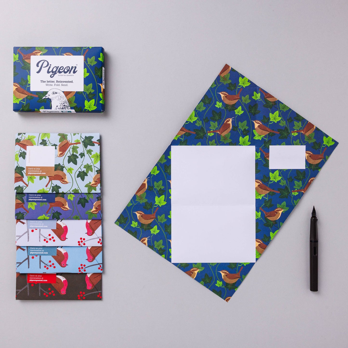 Robin & Wren Pigeon, Folding Letter Set – Pack of 6 Letters