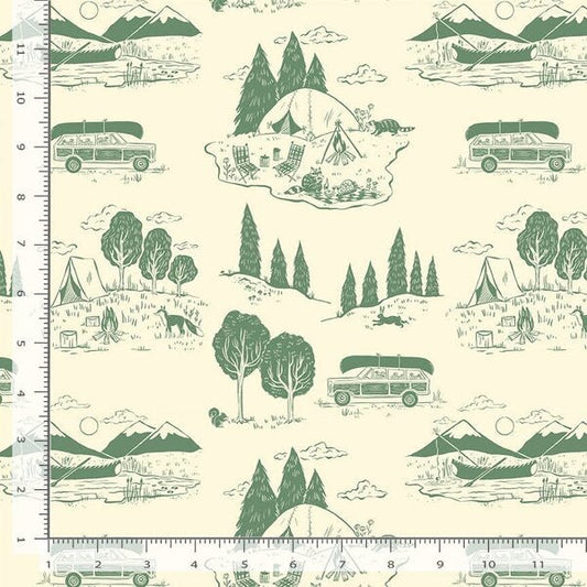 Camp Scenes - Cream - Gone Camping - homesewn