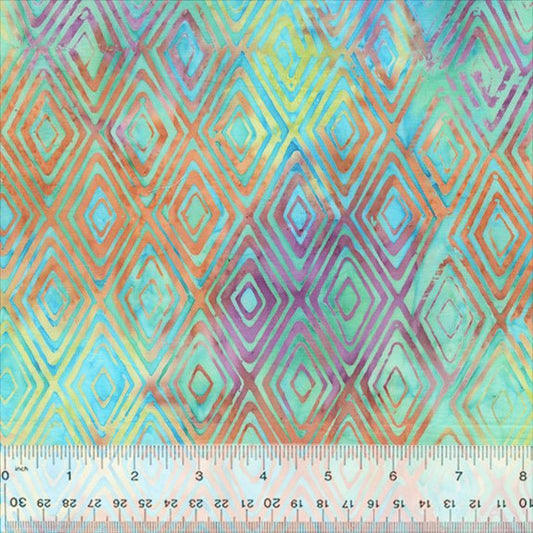 Candy Blossoms - Diamond - Reef - BATIK COTTON FABRIC - homesewn