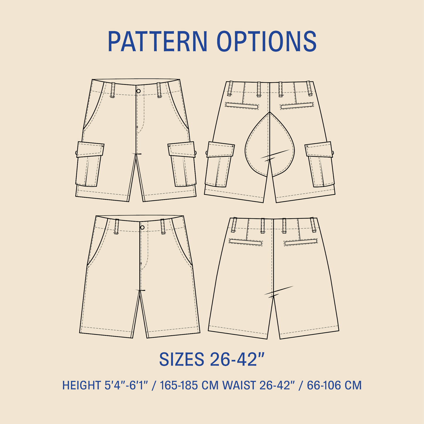 Cargo Shorts sewing pattern PDF DOWNLOAD - homesewn