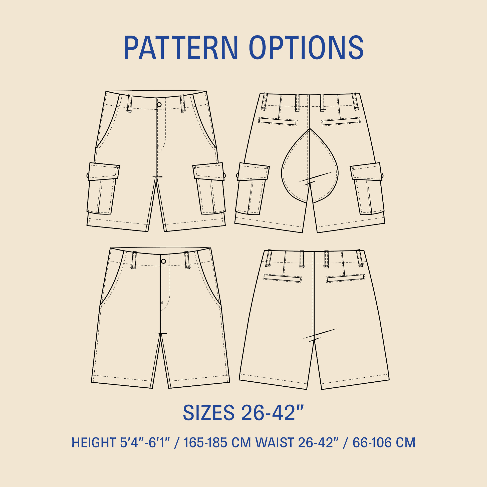 Cargo Shorts sewing pattern PDF DOWNLOAD - homesewn