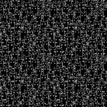 Cat Heads - Black - Feline Fancy - homesewn