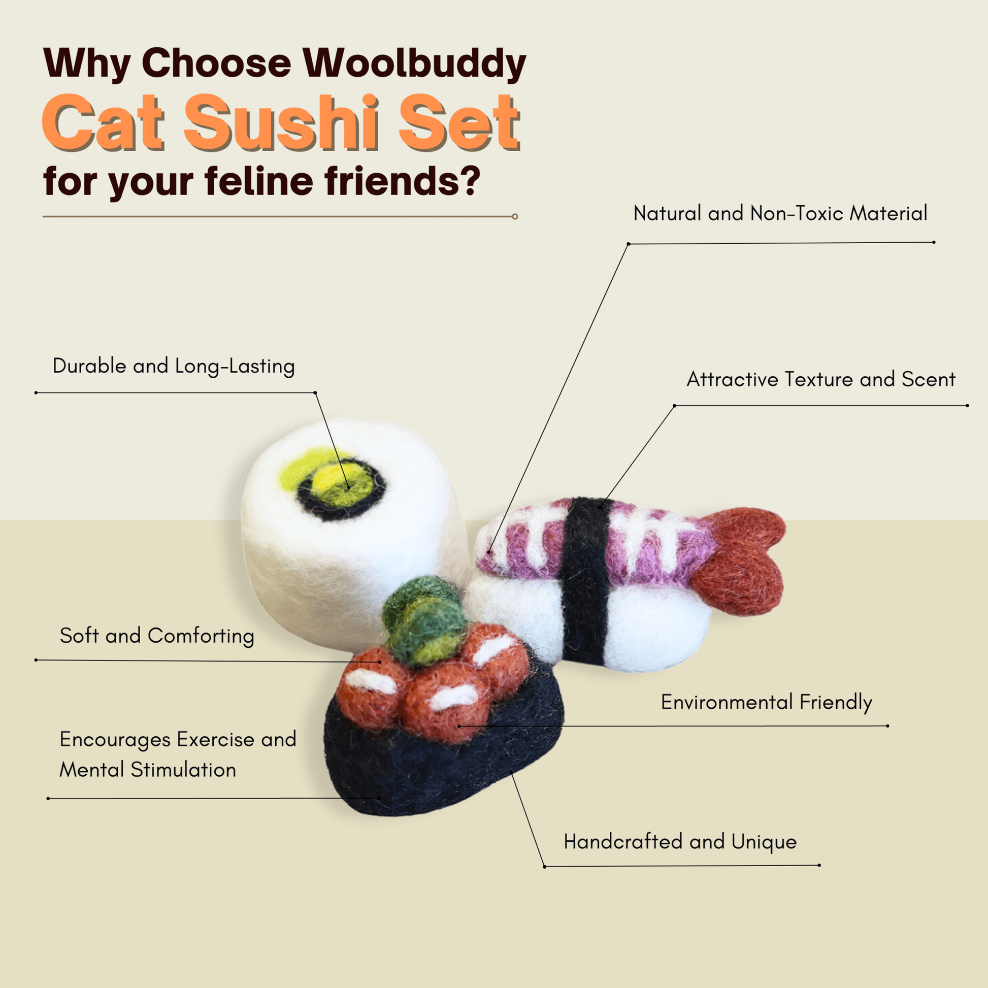 Cat Sushi Toy - homesewn