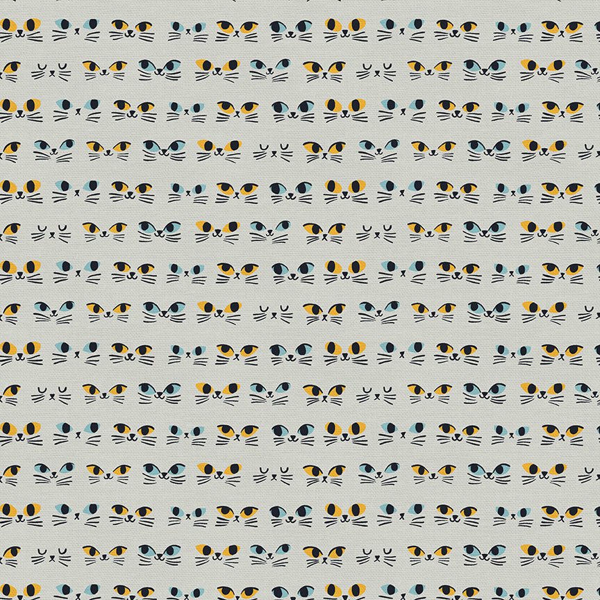 Cat's Meow - Eyes - Grey - QUILTING COTTON/POPLIN - homesewn