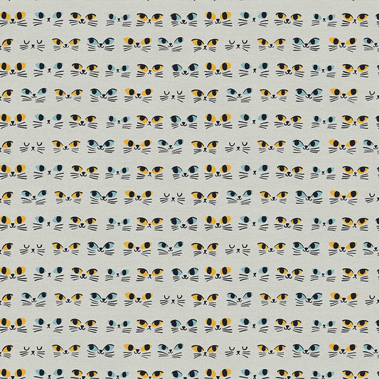 Cat's Meow - Eyes - Grey - QUILTING COTTON/POPLIN - homesewn
