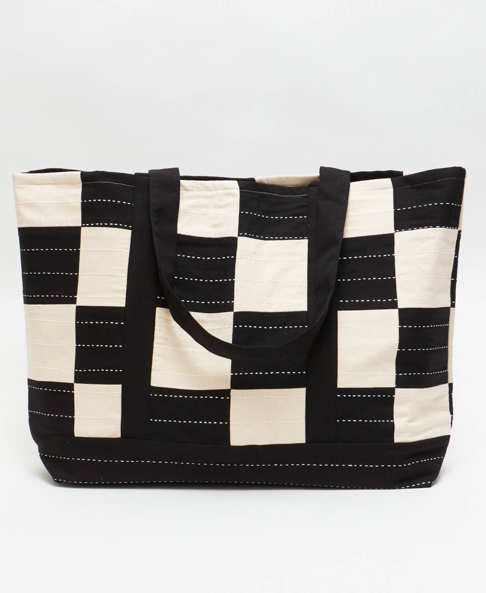 Checkered Canvas Tote Bag - homesewn