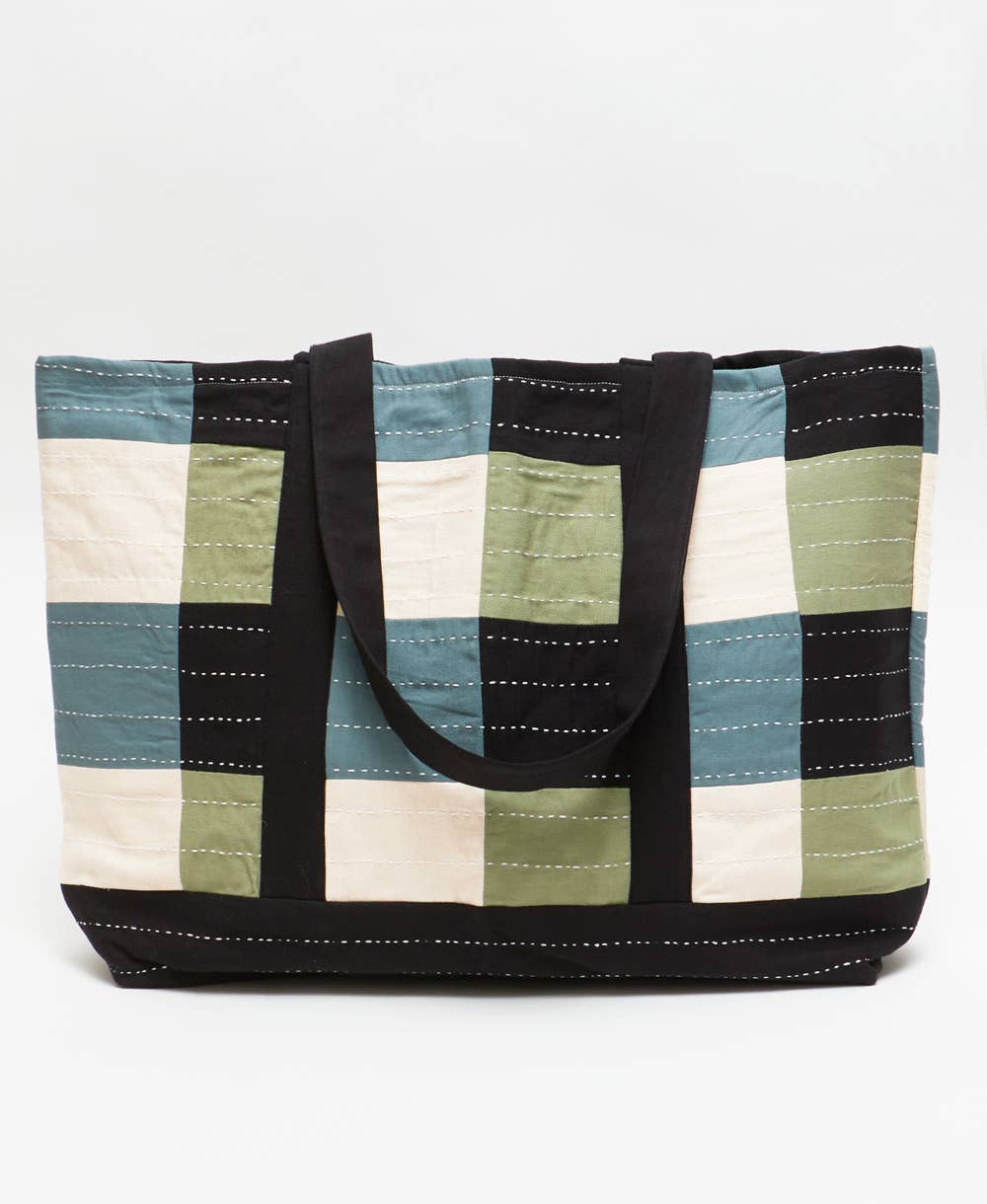 Checkered Canvas Tote Bag - homesewn