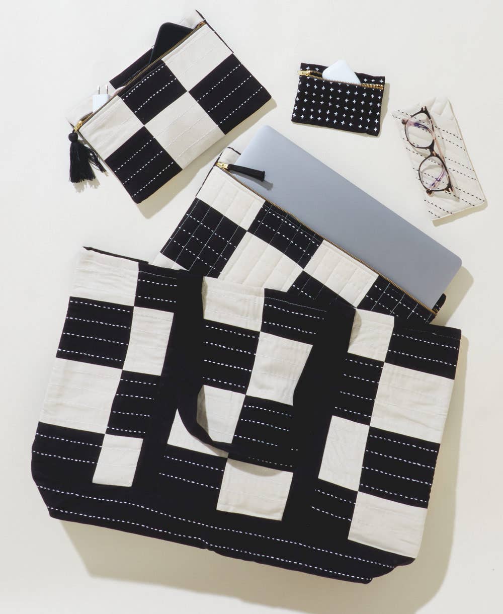 Checkered Canvas Tote Bag - homesewn