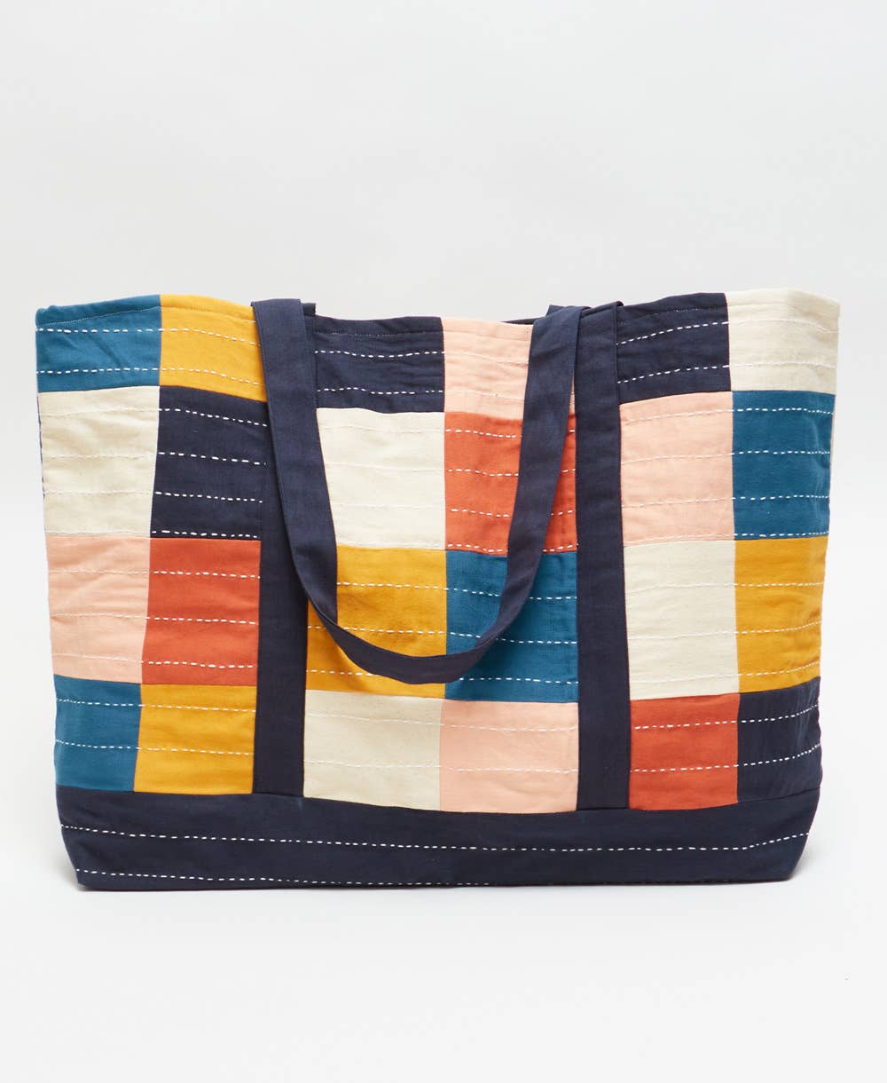 Checkered Canvas Tote Bag - homesewn