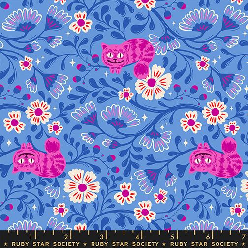 Cheshire Cats - Lindley Blue - Hello Alice - QUILTING COTTON/POPLIN - homesewn
