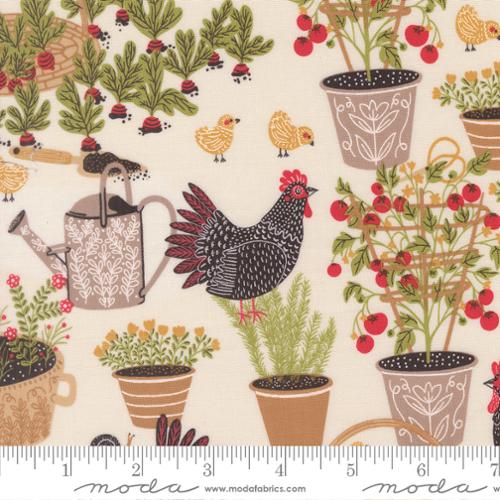 Chicken Garden - Cloud - The Henhouse - QUILTING COTTON fabric - homesewn