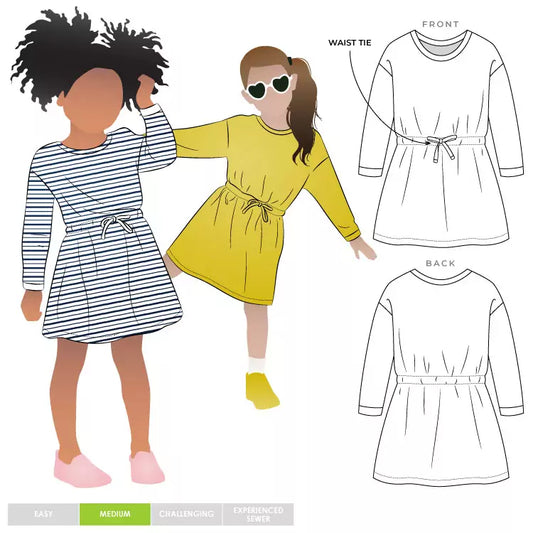 Clara Kids Knit Dress Multi Size (2-8) - Paper Sewing Pattern - Style Arc