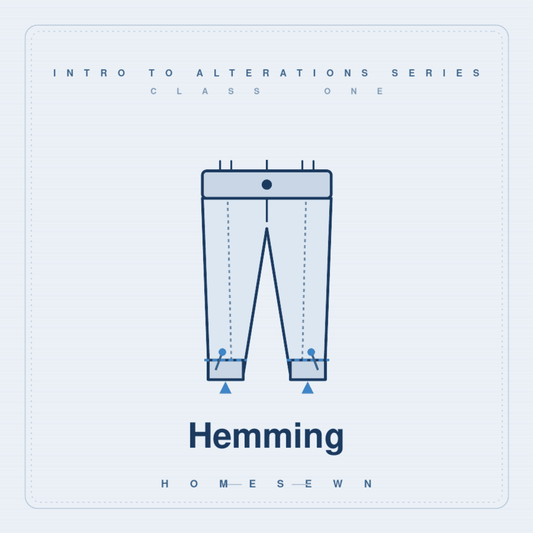 Diagram of pants with folded cuffs and pins at the hem, Hemming, HomeSewn alterations class