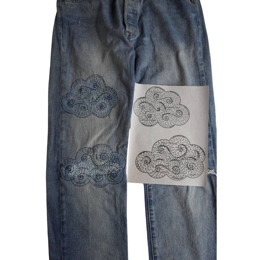 Cloudy Day - Visible Mending Stick and Stitch Embroidery Pattern - homesewn