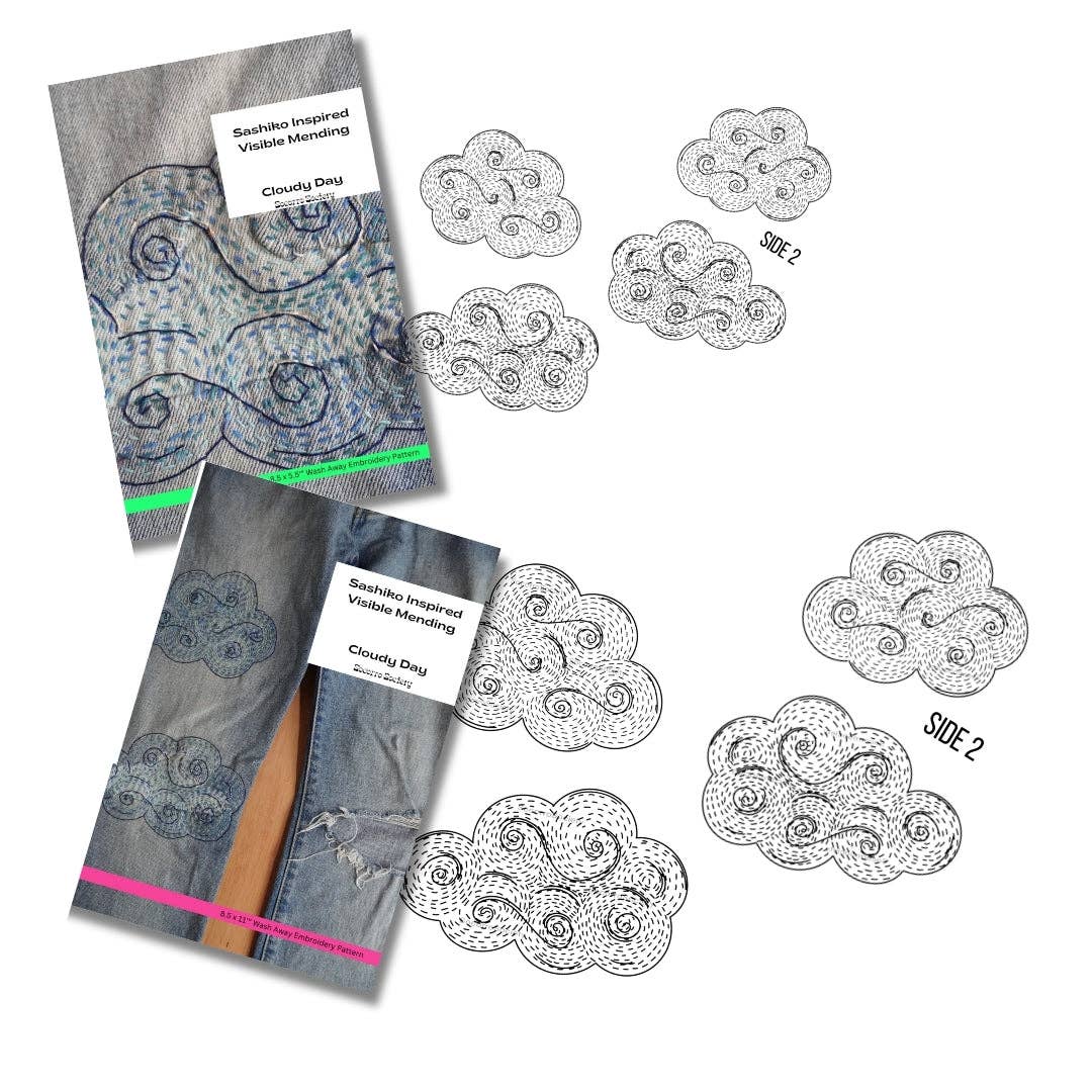 Cloudy Day - Visible Mending Stick and Stitch Embroidery Pattern - homesewn