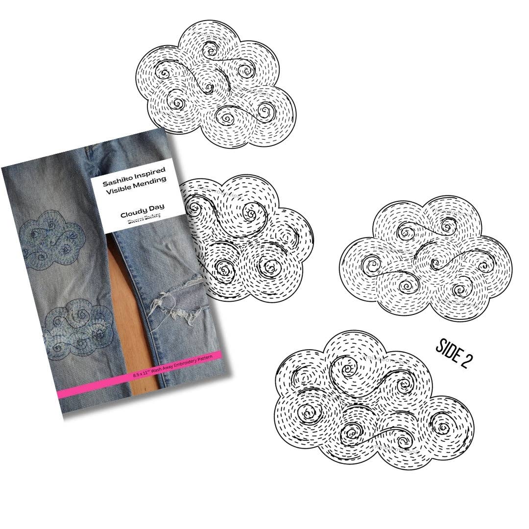 Cloudy Day - Visible Mending Stick and Stitch Embroidery Pattern - homesewn