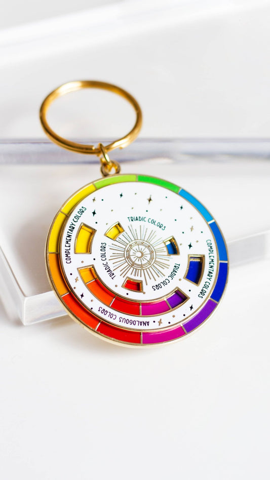 Color Wheel© Enamel Keychain, Artist Gift, Spinner Pin - homesewn