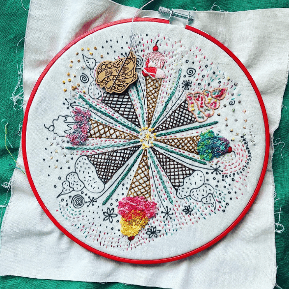 Complete Ice Cream Embroidery Kit - homesewn