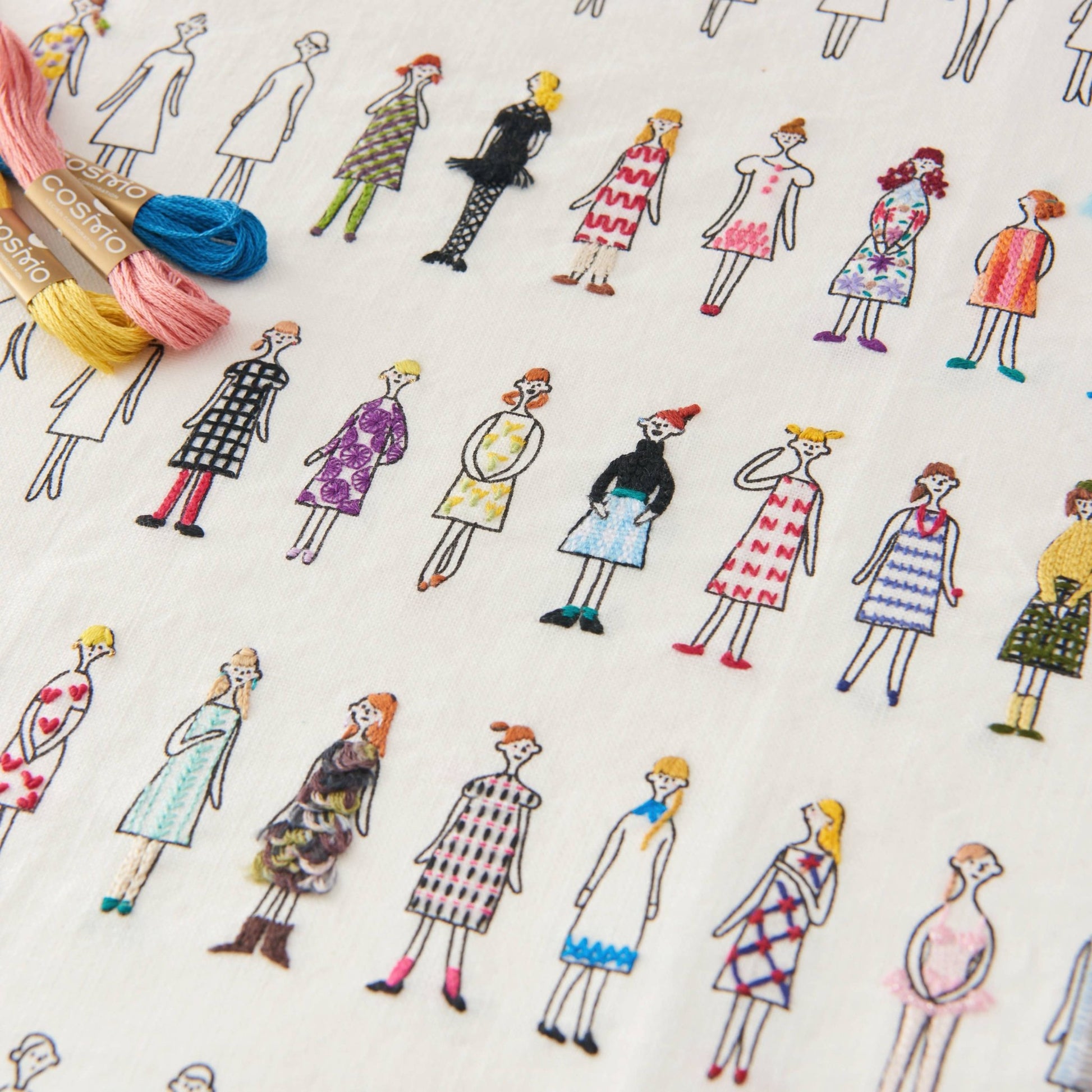 COSMO 100 Ladies Pattern Embroidery Fabric - homesewn