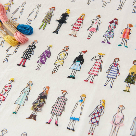 COSMO 100 Ladies Pattern Embroidery Fabric - homesewn