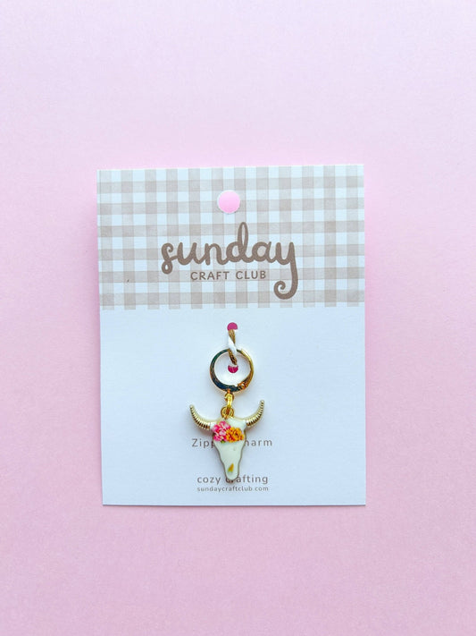 Cozy Cowgirl Zipper Charm, Stitch Marker, Bag Charm - homesewn