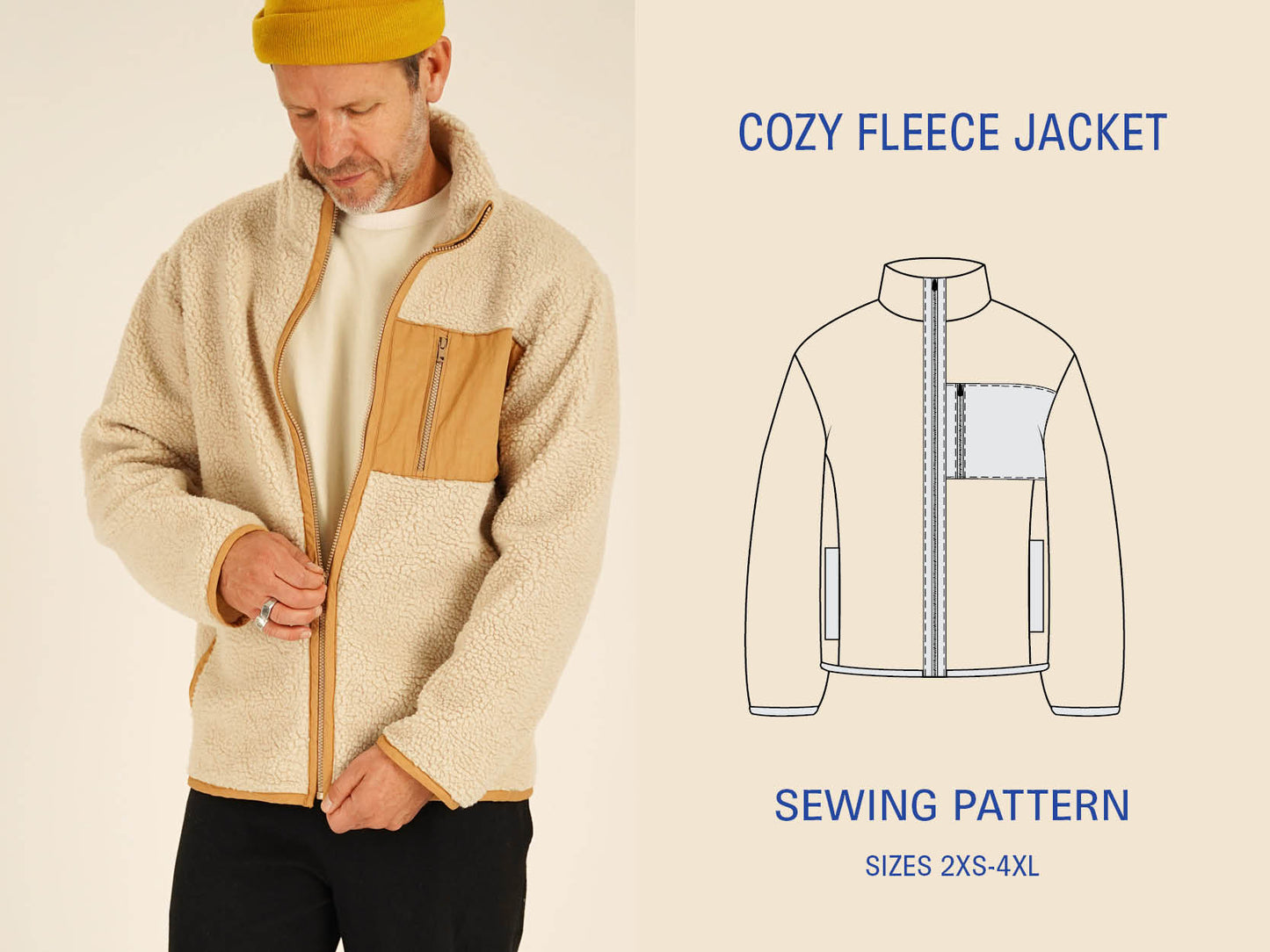 Cozy Fleece Jacket sewing pattern PDF DOWNLOAD - homesewn