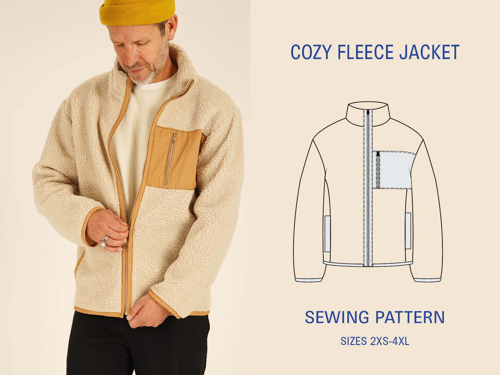 Cozy Fleece Jacket sewing pattern PDF DOWNLOAD - homesewn
