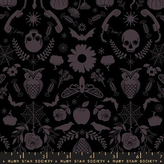Creepy Damask - Black - Good Spirits RS5138 16 - homesewn