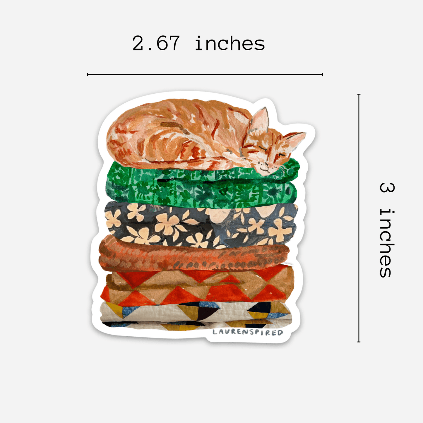 Cute Orange Cat Vinyl Stickers, Quilt sticker, fall sticker - homesewn