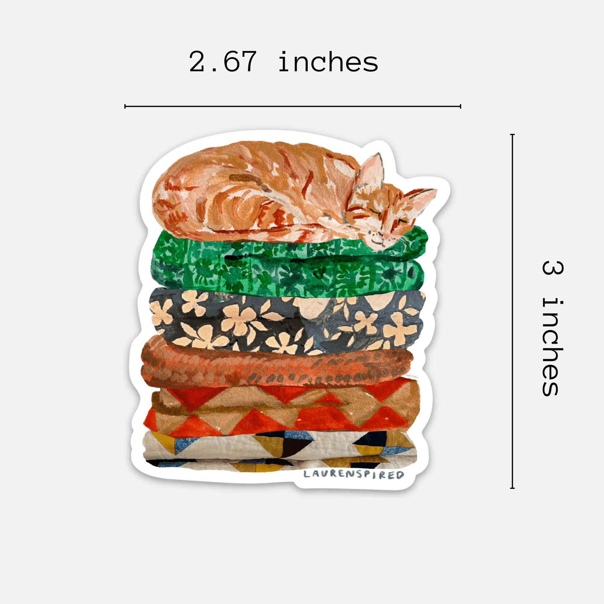 Cute Orange Cat Vinyl Stickers, Quilt sticker, fall sticker - homesewn