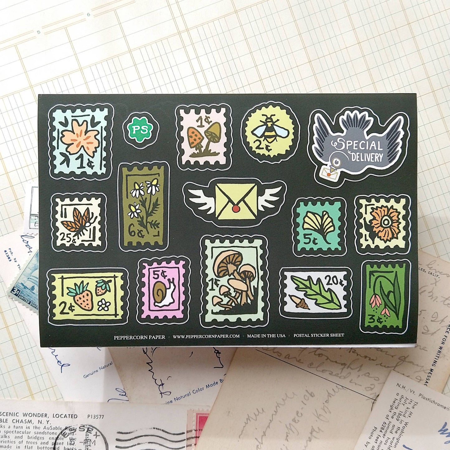 Postage Stamp Sticker Sheet