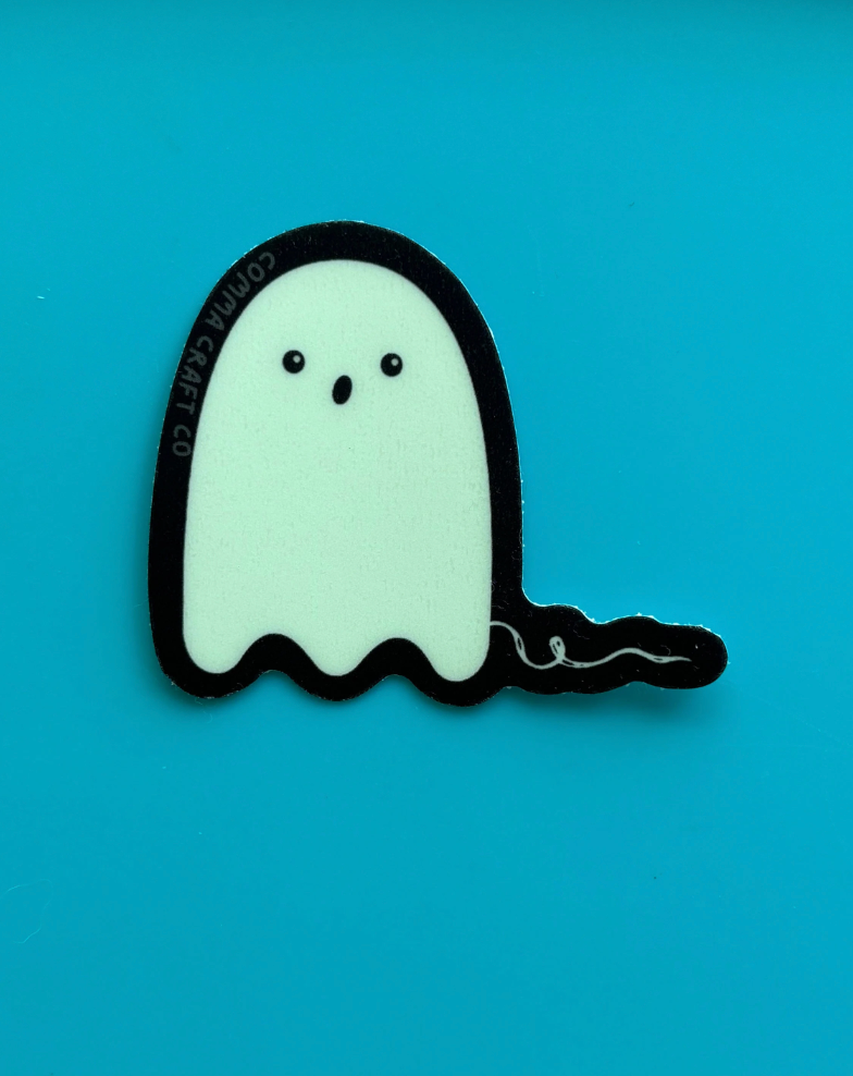 Glow in the Dark Vinyl Sticker - Ghost Yarn Knitting Crochet